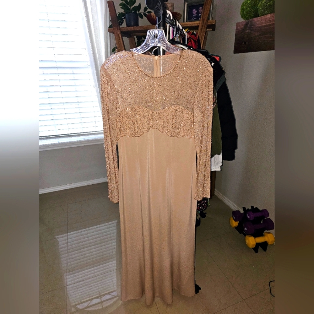 VINTAGE BLACKTIE OLEG CASSINI Beaded Dress Sz 4 BEAUTIFUL